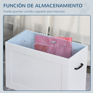 Comedero Elevado para Perros Cuencos para Perros con 2 Tazones de Acero Inoxidable y Espacio de Almacenaje Oculto 60x30x41 cm Blanco