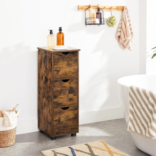 Cassettiera bagno rustica in legno marrone scuro