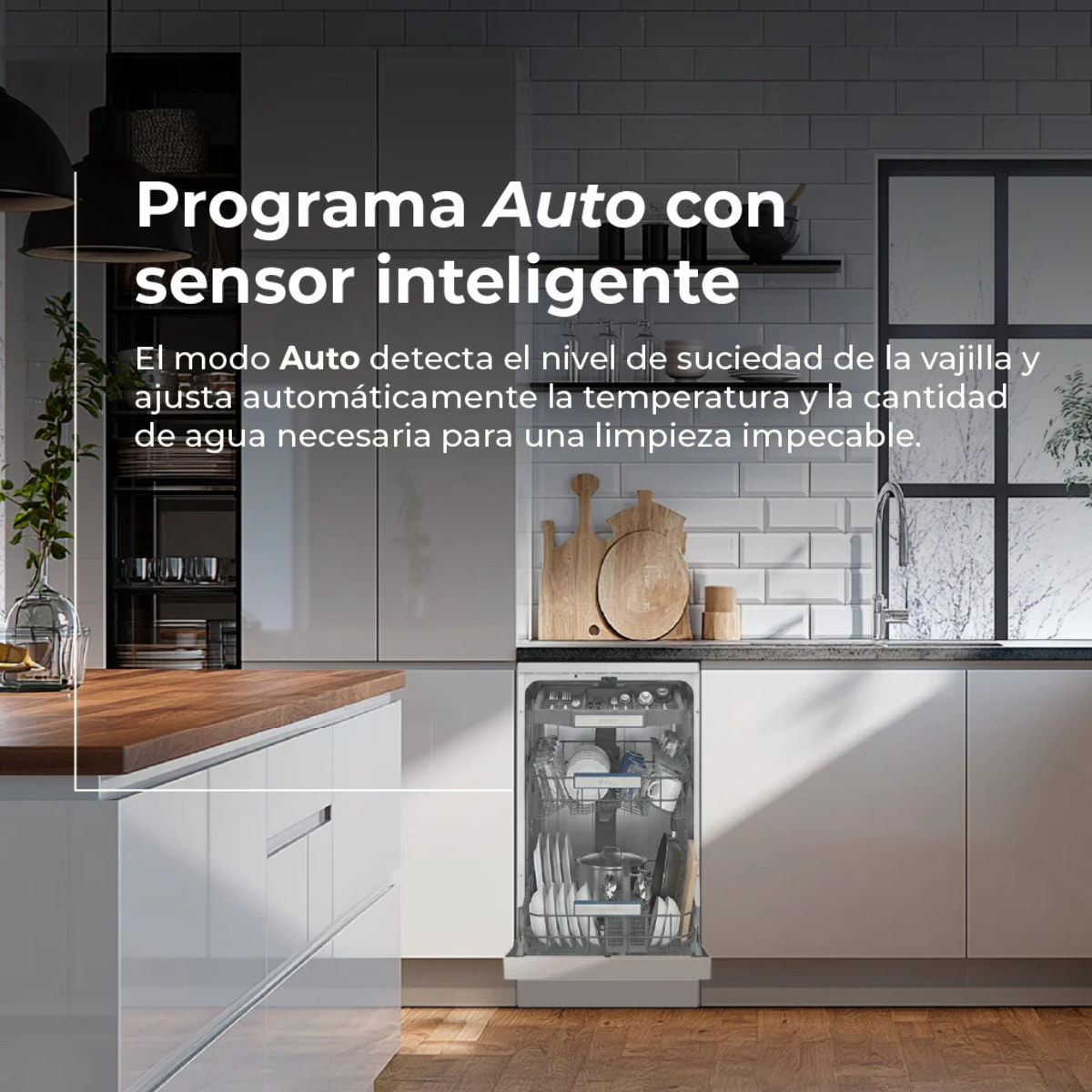 EVVO D4 Slim Lavavajillas 45cm Libre Instalación 11 Cubiertos 8 Programas Clase C
