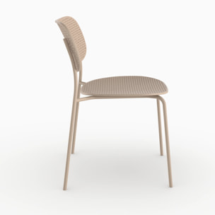 Lot de 2 chaises de jardin empilables en plastique beige - Géa