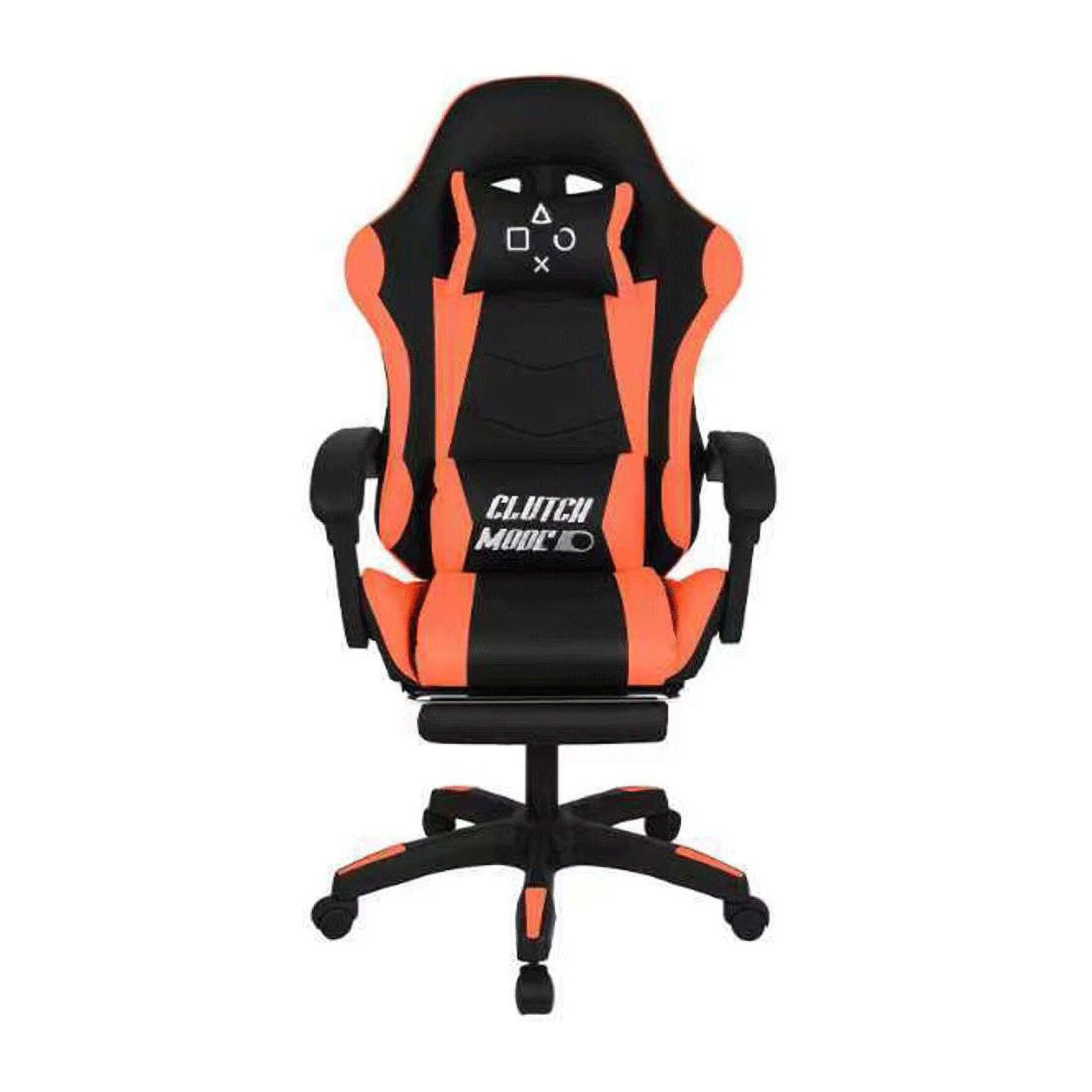 Clutch - Sedia da Gaming Ergonomica con Cuscino Lombare Poggiatesta e Poggiapiedi in PVC Nera e Rossa