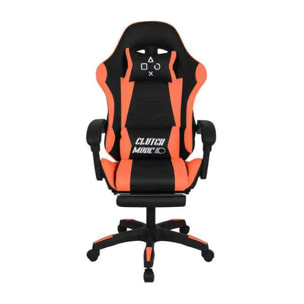 Clutch - Sedia da Gaming Ergonomica con Cuscino Lombare Poggiatesta e Poggiapiedi in PVC Nera e Rossa