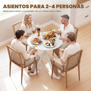 HOMCOM Mesa de Comedor Redonda, Mesa de Cocina Pequeña para 2 Personas, Estilo Moderno, Patas de Acero Cruzadas, para Comedor, Cocina, Salón, Ø80 cm, Blanco