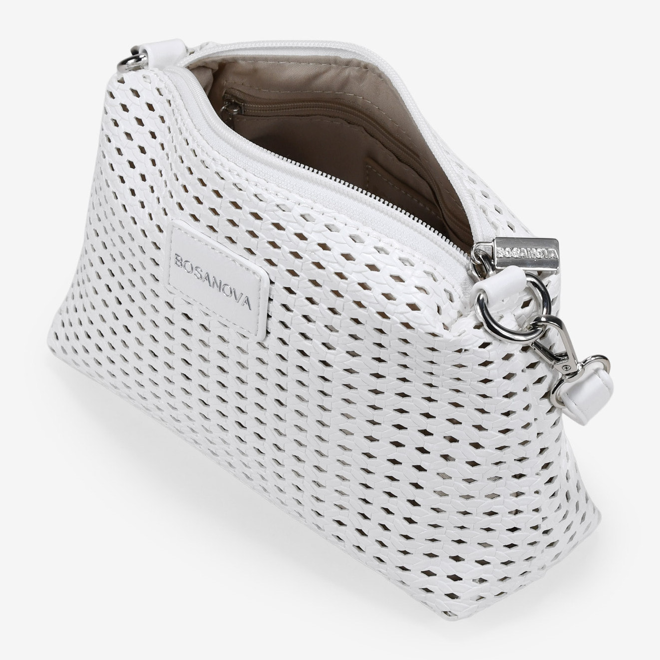 Bolso de hombro blanco pequeño con trenzado