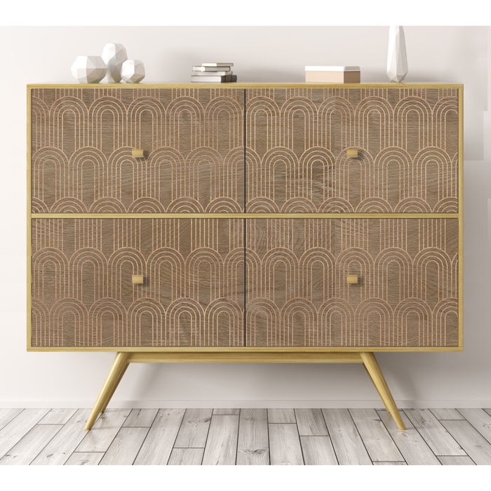 Stickers adhesivos de CERAMIKO - Madera con arcos dorados 65x100