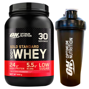 Gold Standard 100% Whey Proteine in Polvere con Aminoacidi Fragola 900g 30 Porzioni + Shaker