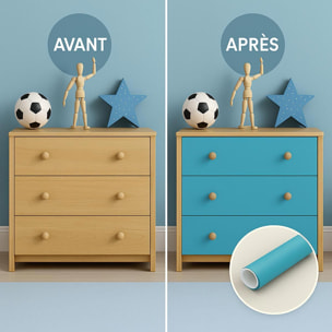 Rouleau adhésif décoratif Vinyle au Mètre - Bleu ciel - Sticker Lavable Imperméable Mur Cuisine Meubles