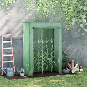 Serre de jardin serre à tomates porte zippée déroulante - 1x0,5x1,5m - acier PVC vert