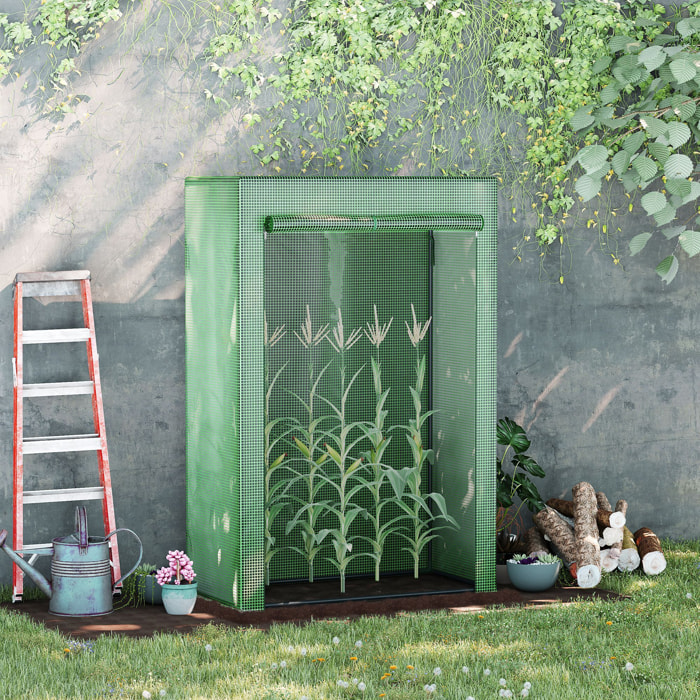 Serre de jardin serre à tomates porte zippée déroulante - 1x0,5x1,5m - acier PVC vert