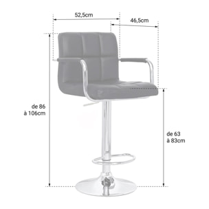 Lot de 2 tabourets de bar gris avec accoudoirs MIKE