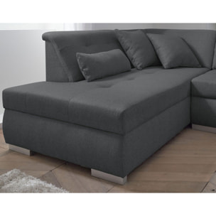 Vermont - canapé panoramique d'angle gauche - 7 places - XXL - Gris foncé