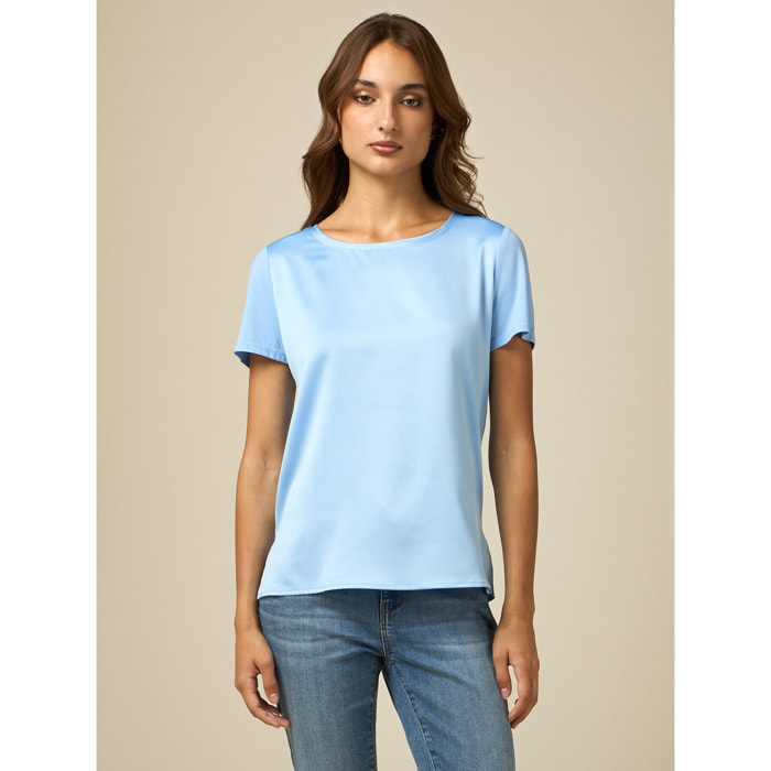 Oltre - Camiseta bimaterial - Light - blue