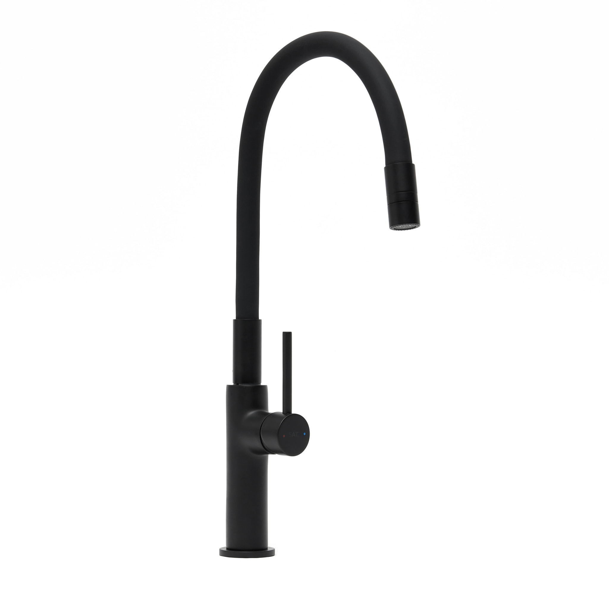 set mitigeur lavabo haut + mitigeur cuisine, bec flexible, aérateur Neoperl®, noir mat (SATBS285C)