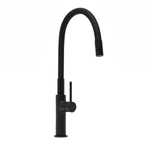 set mitigeur lavabo haut + mitigeur cuisine, bec flexible, aérateur Neoperl®, noir mat (SATBS285C)