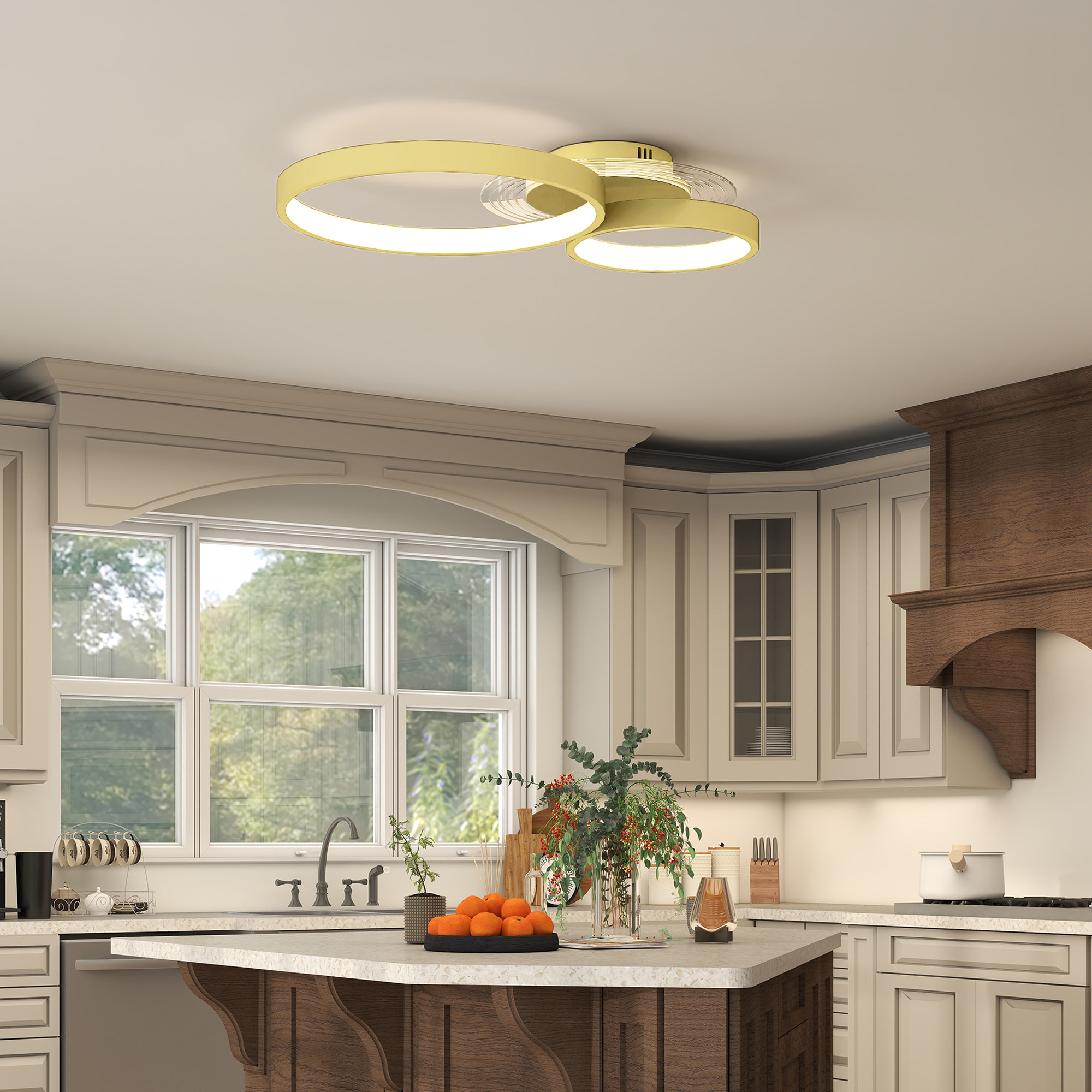 Lámpara de Techo LED 40W Plafón LED Techo Moderno 3000 K/4000 K/6500 K para Dormitorio Salón Cocina Comedor Dorado