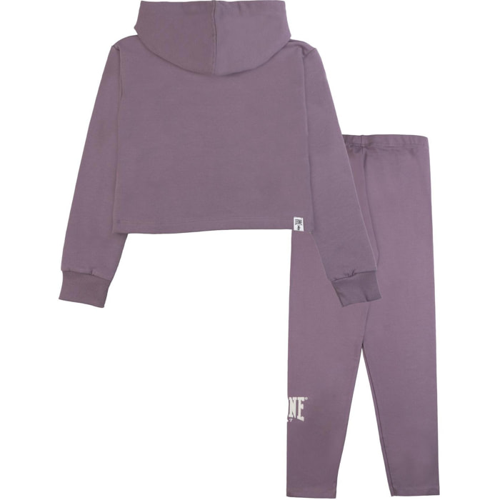 Completo invernale da bambina, Felpa cappuccio e leggings Leone 1947 Lavender