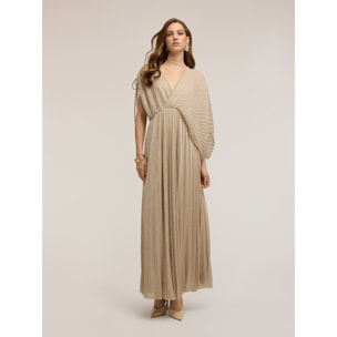 Motivi - Vestito lungo plissé metallizzato - Beige