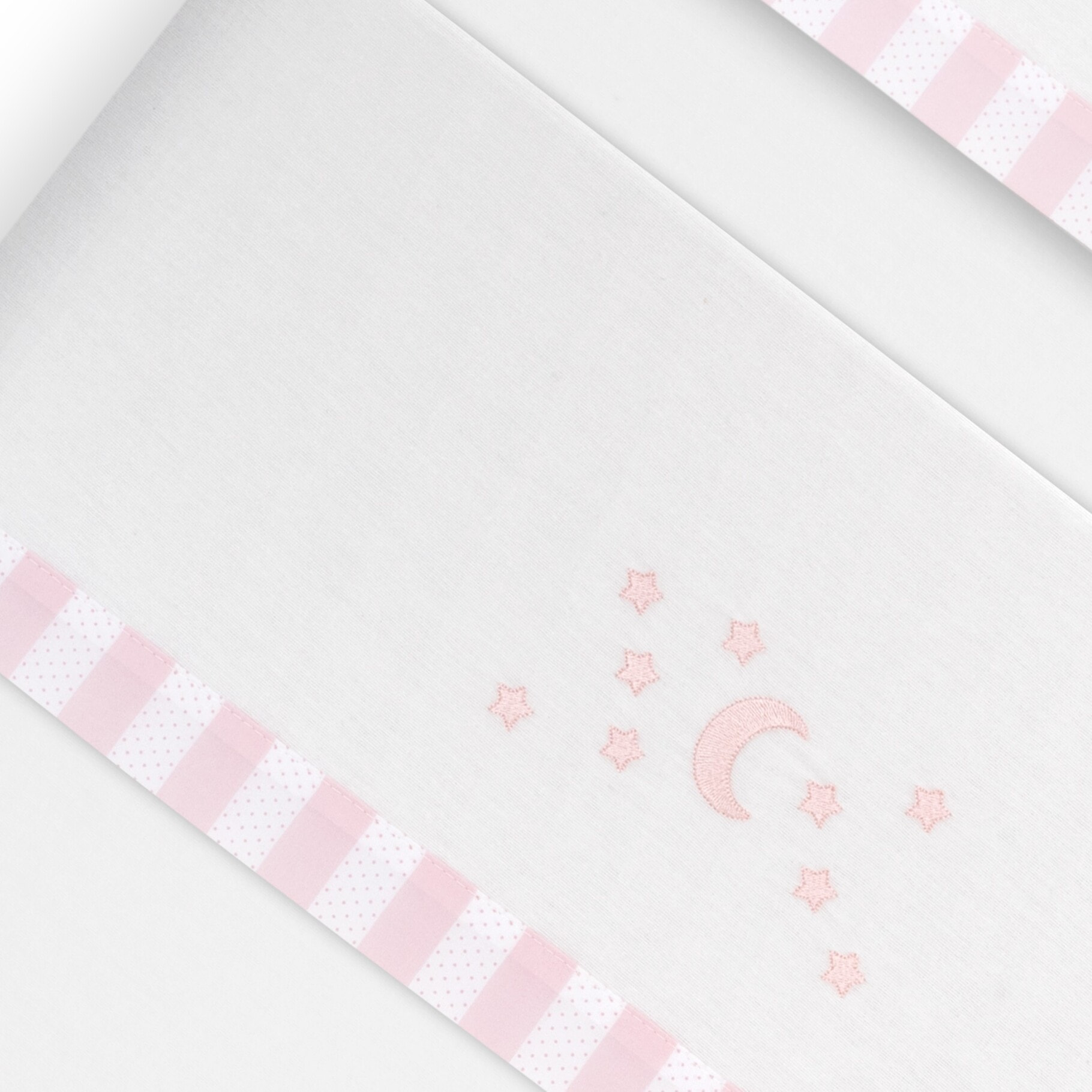 Triptico Coche Franela D. Algodon Luna Estrella Bco/Rosa