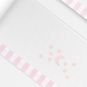 Triptico Coche Franela D. Algodon Luna Estrella Bco/Rosa