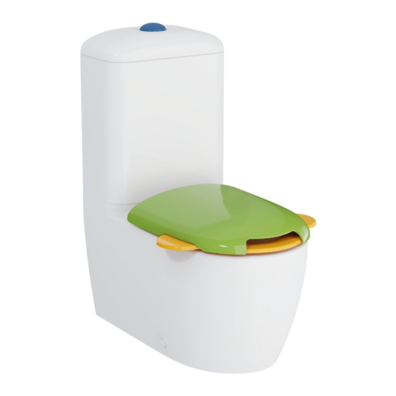 WC à poser sans bride Sento Kids Blanc + réservoir + abattant vert et jaune