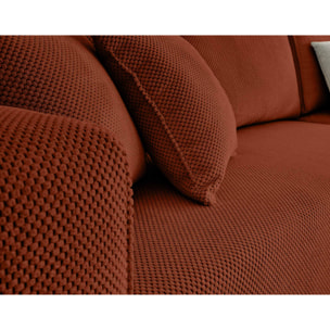 Topaze - canapé d'angle réversible - 4 places - convertible avec coffre - en velours texturé - Terracotta