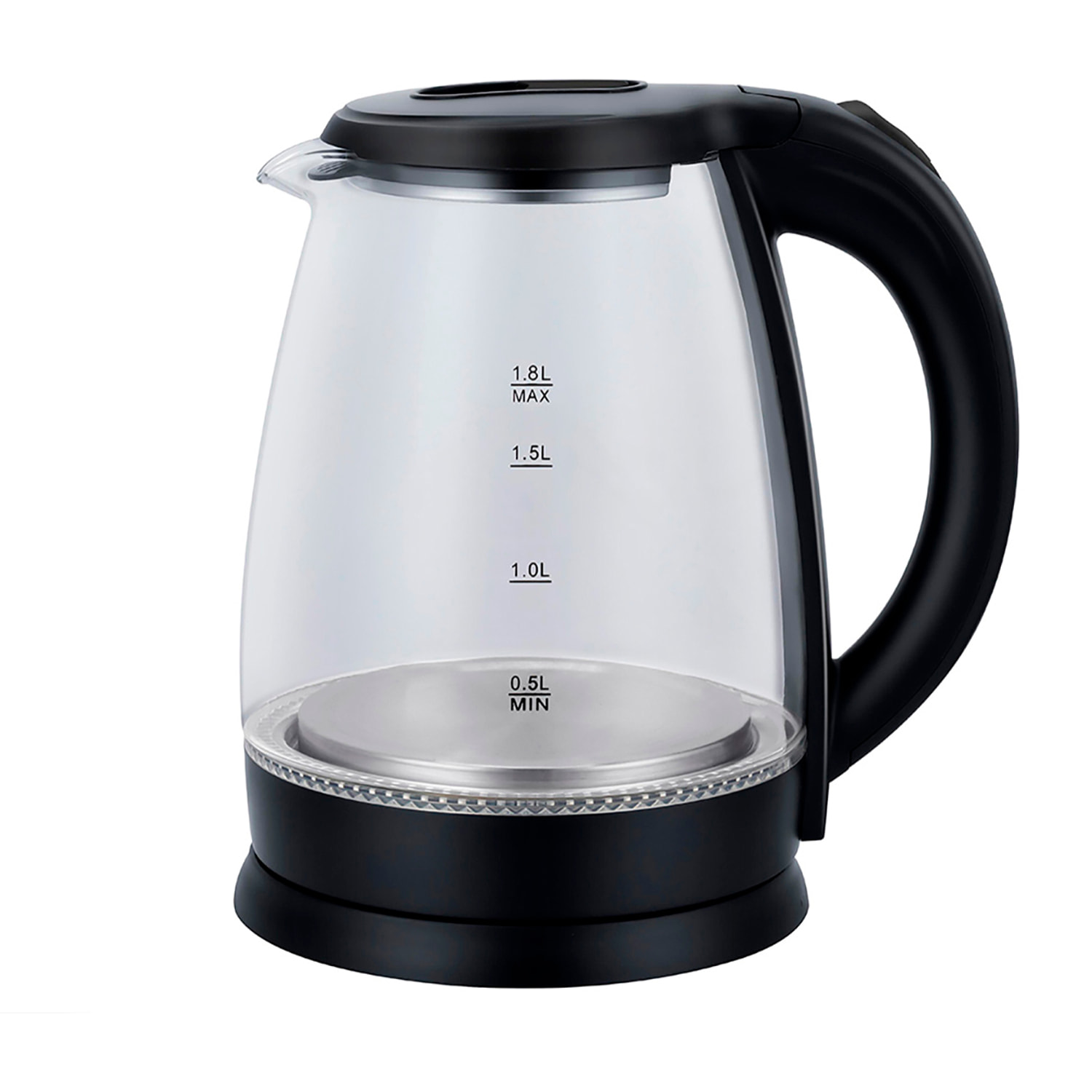 Hervidor de acero y borosilicato con luces LED. 1500W y 1,8L de capacidad.