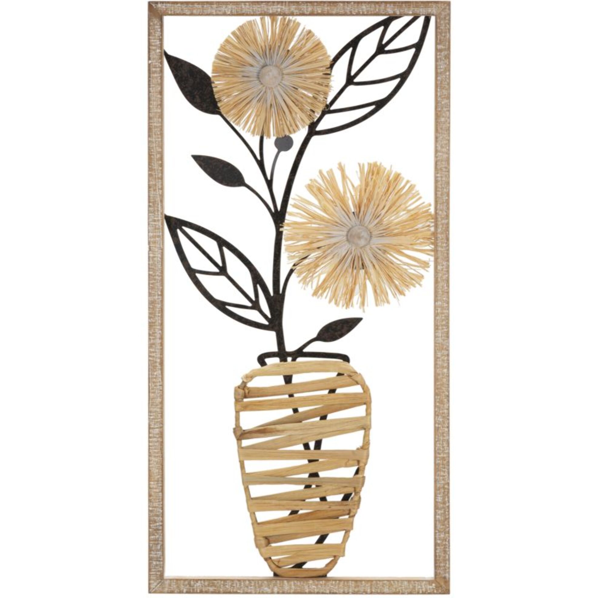 PANNELLO DA MURO IN FERRO E LEGNO VASO CM 40X3,5X80