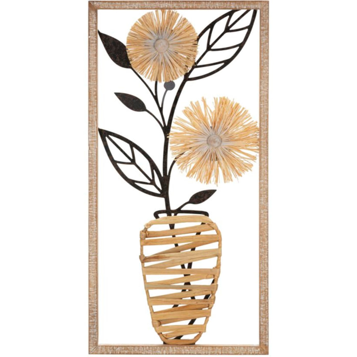 PANNELLO DA MURO IN FERRO E LEGNO VASO CM 40X3,5X80