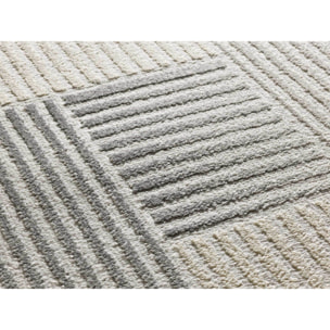 BARESA Alfombra geométrica con relieve en tonos gris y beige, varias medidas disponibles