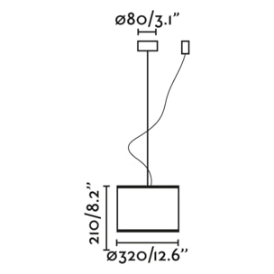 MAMBO 320 Lampada sospensione nera/ratan