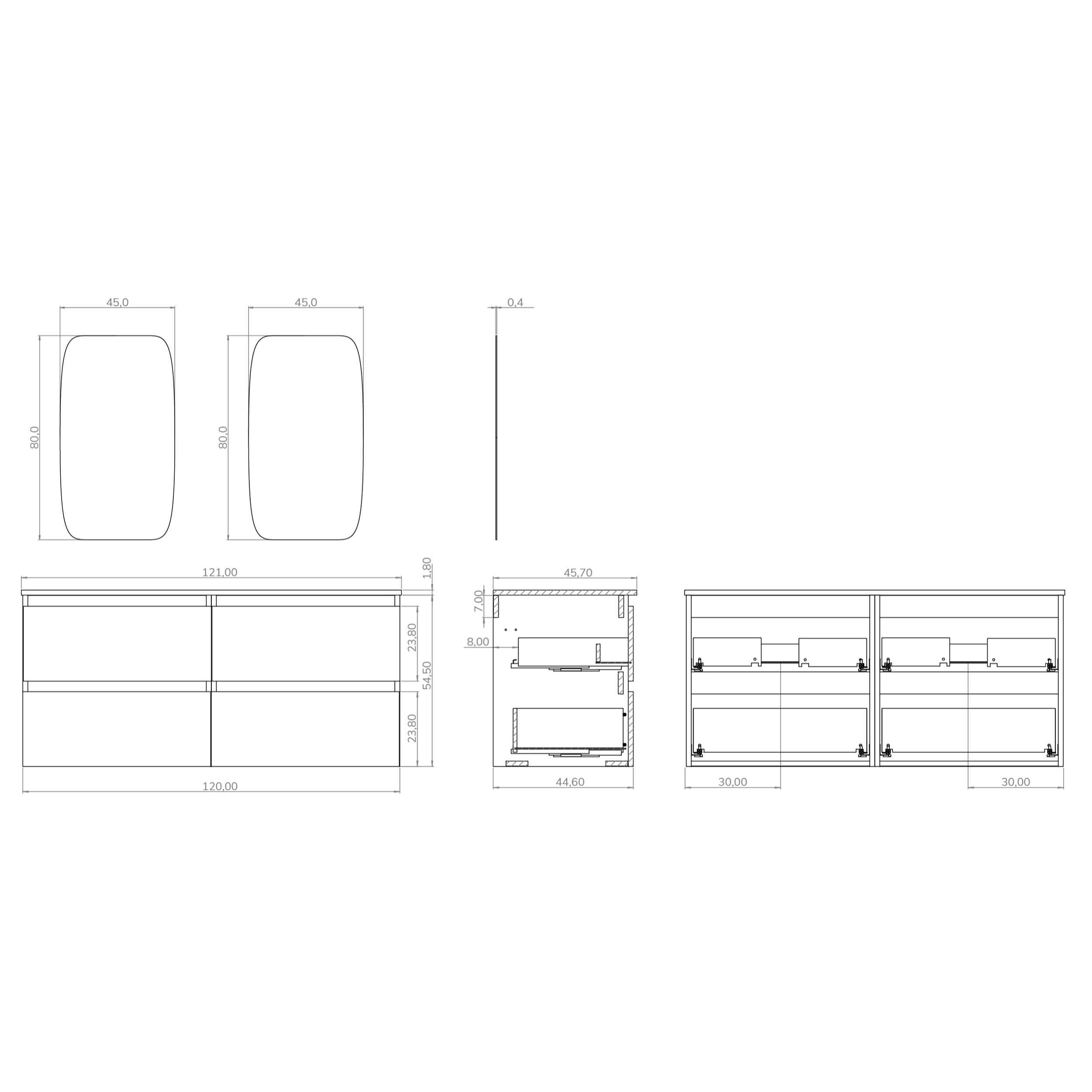 Ensemble de salle de bain IRONA 2C, 120cm, comprend lavabo et miroir