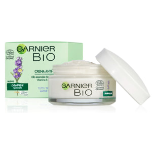Crema Viso Anti-Rughe Rigenerante Antiossidante Bio con Olio Essenziale di Lavanda Acido Ialuronico e Vitamina E per Tutti i Tipi di Pelle - Barattolo da 50ml