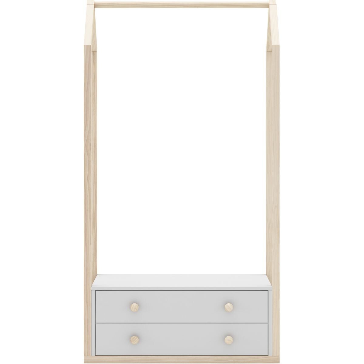 Penderie cabane enfant 2 tiroirs en bois - ELISE