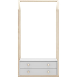 Penderie cabane enfant 2 tiroirs en bois - ELISE