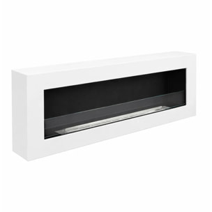 Siena 120 - Camino a Bioetanolo da Parete 120x41x15 cm con Bruciatore 1,25lt in Acciaio Bianco