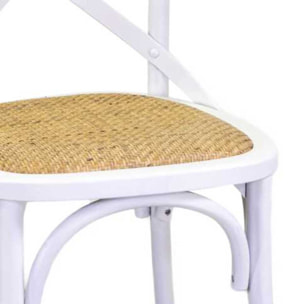 Sedia Cross Vacchetti in legno bianco antico seduta intreccio cm51x55h46,5/89