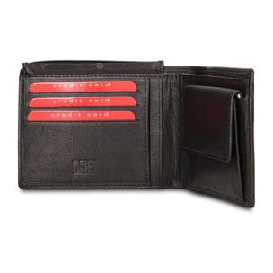 Portafoglio uomo in vera pelle - Modello Auron Lux - Casual - 12.5 x 9.5 x 3.5 cm