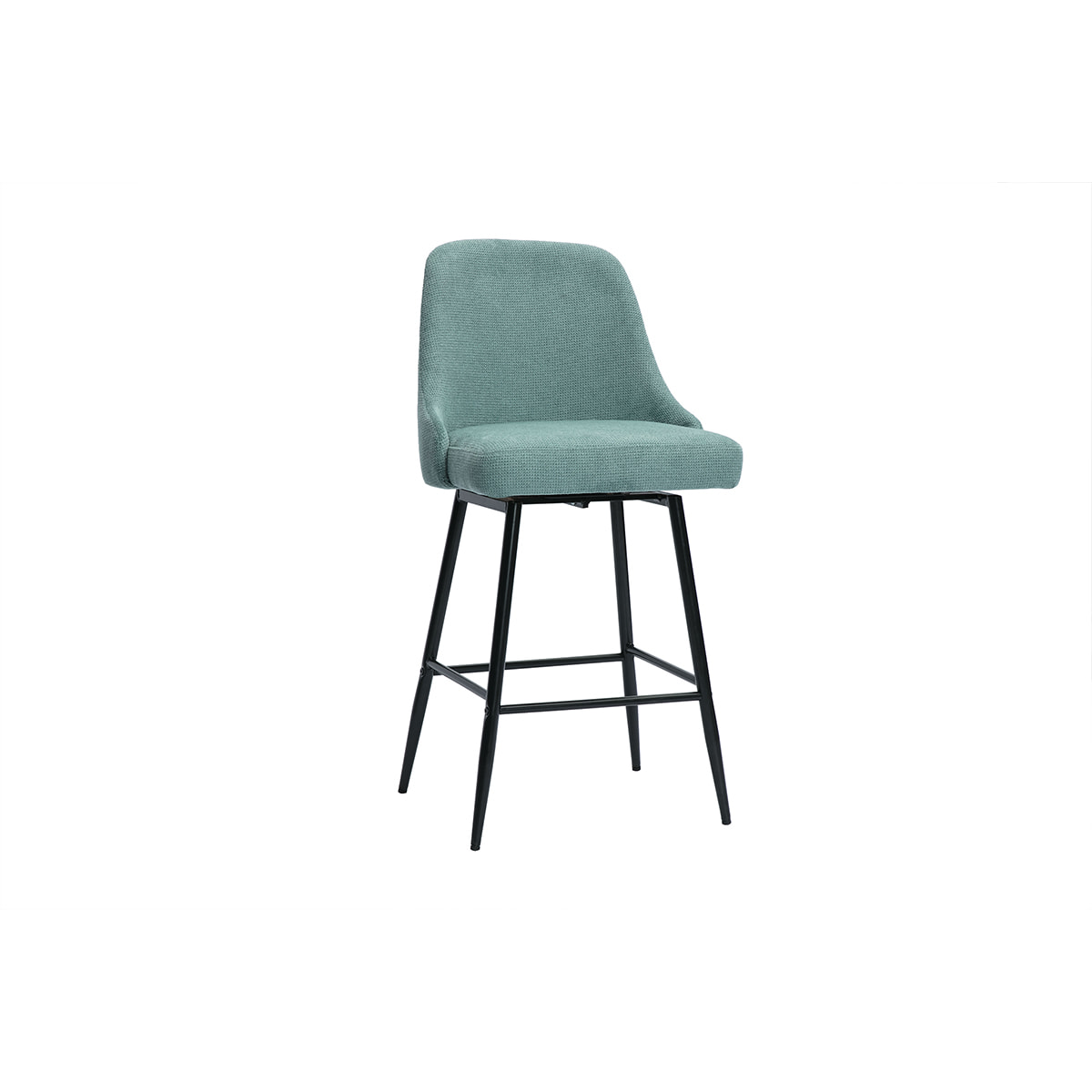 Tabourets de bar pivotants 360° en tissu chenille vert céladon et métal H66 cm (lot de 2) HASTA