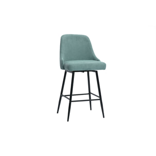 Tabourets de bar pivotants 360° en tissu chenille vert céladon et métal H66 cm (lot de 2) HASTA
