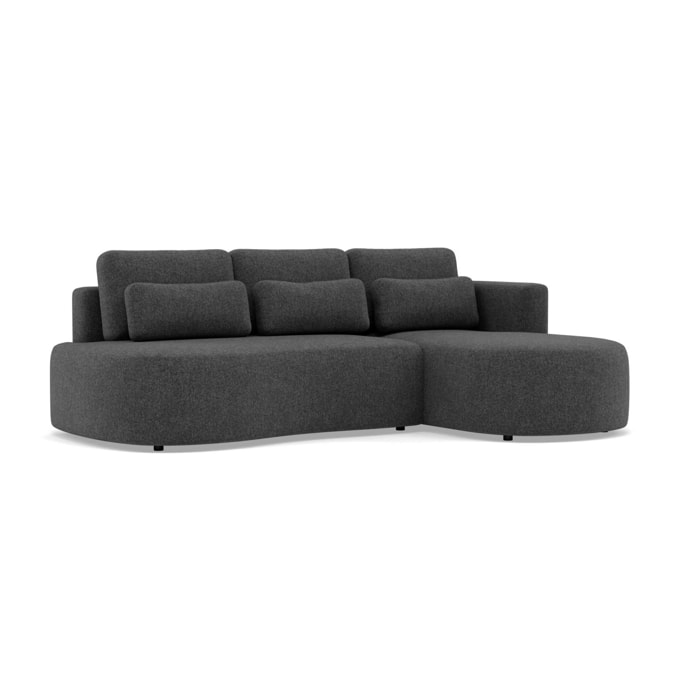 Mahina - canapé d'angle droit 4 places convertible avec coffre en tissu texturé - Gris Anthracite
