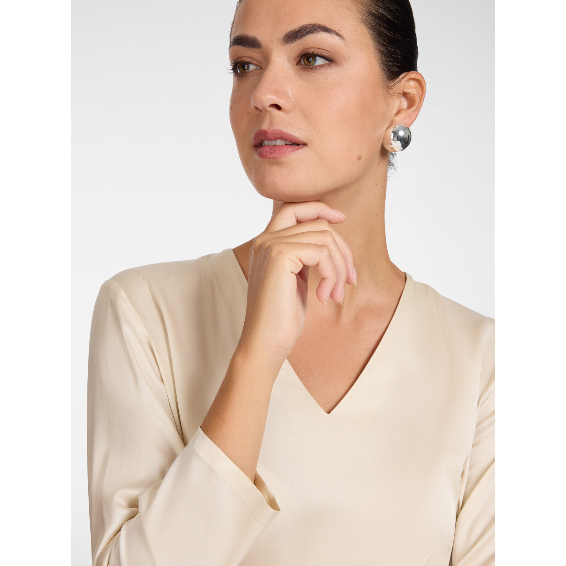 Elena Mirò - Blusa in raso di viscosa stretch - Beige