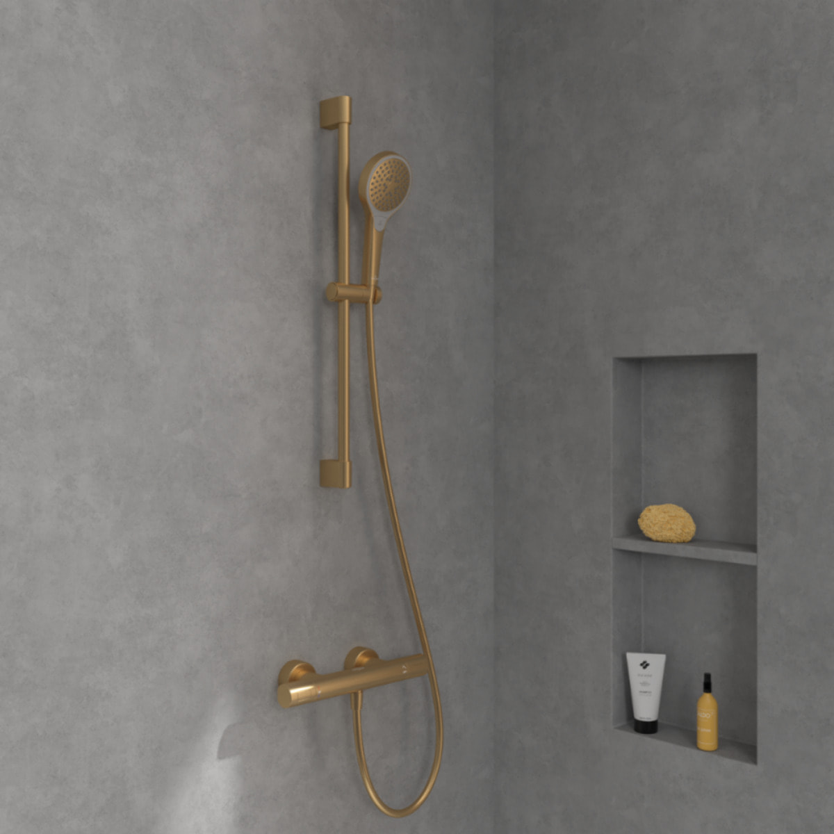 Mitigeur douche thermostatique Universal rond Or brossé