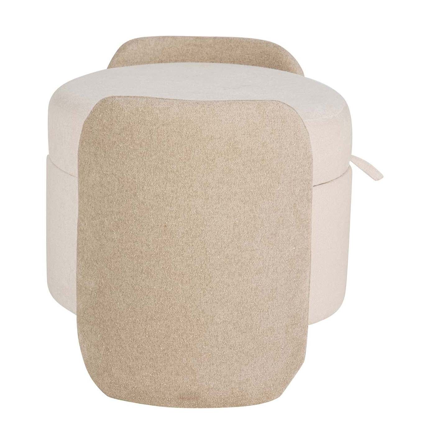 Puff Velvet Chenille Beige 70x54x48 Cm