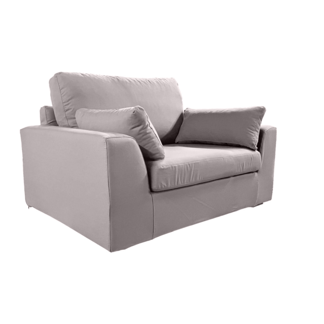 Fauteuil XL TRESSIN 145 cm fixe tissu coton Gris Clair - 100% déhoussable - Fab. France