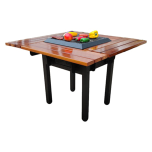 Table de barbecue avec gril et plateau en bois