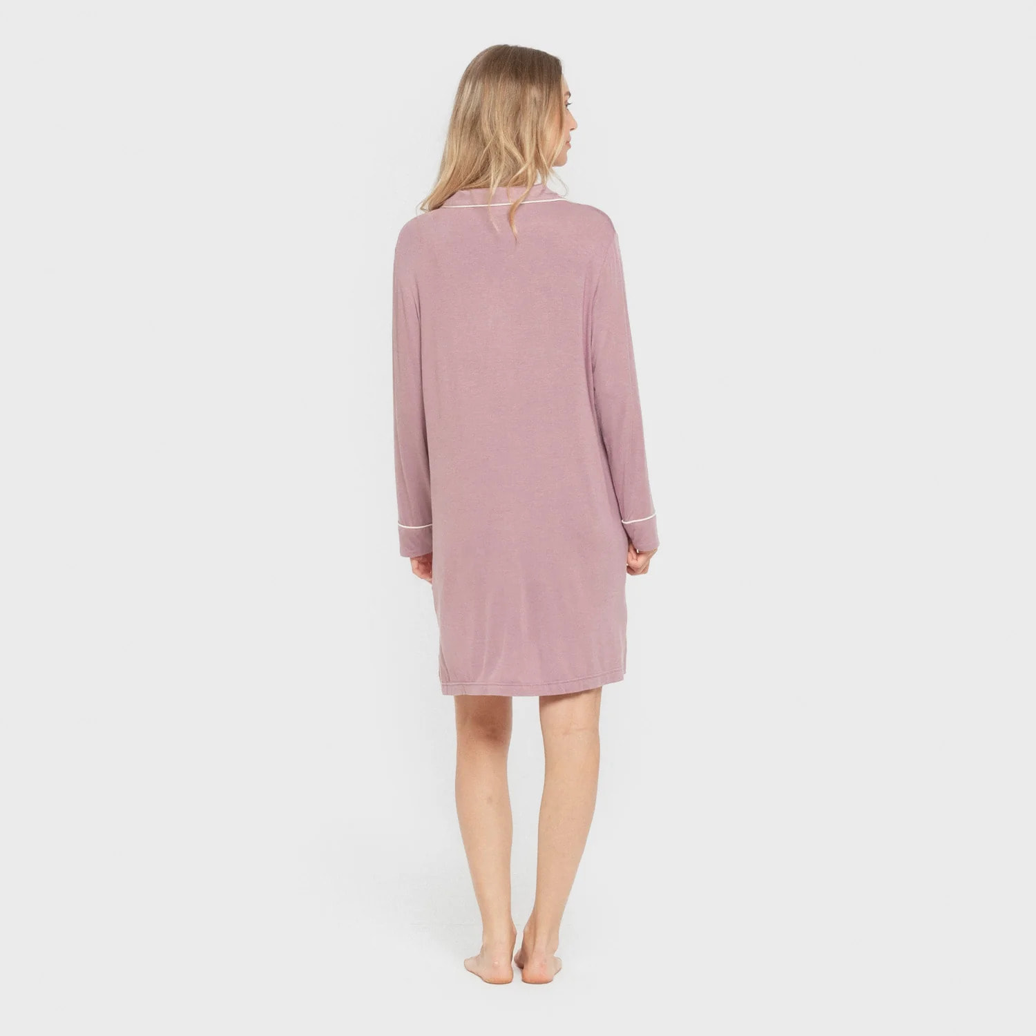 Camisón camisero viscosa punto mujer Berenjena Seco