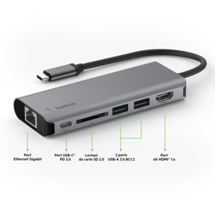 Hub USB C BELKIN USB-C /multiports 6 en 1