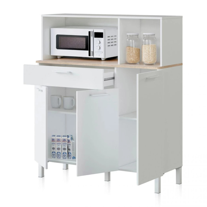 Alacena cocina Colin 3 Puertas Blanco Artik (Blanco Mate) - Roble Canadian