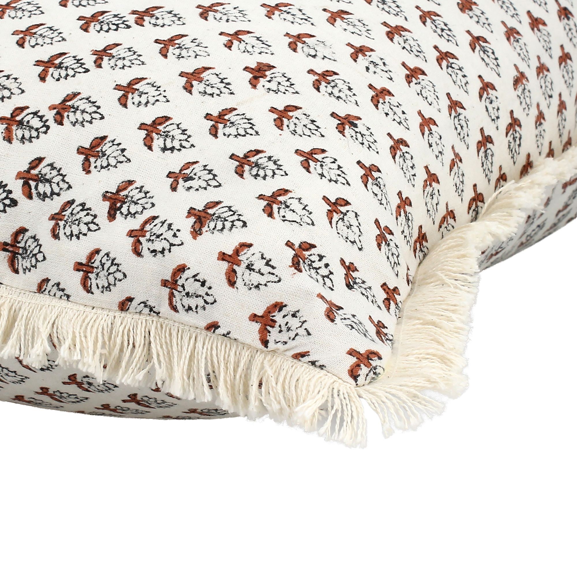 Coussin en coton terracotta avec franges 40cm GOBI