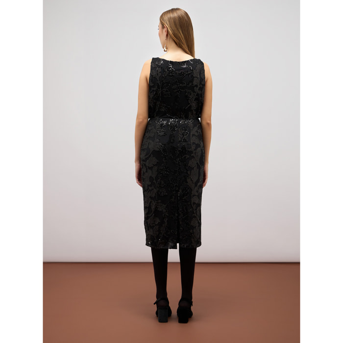 Oltre - Tulle and sequin pencil skirt - Negro